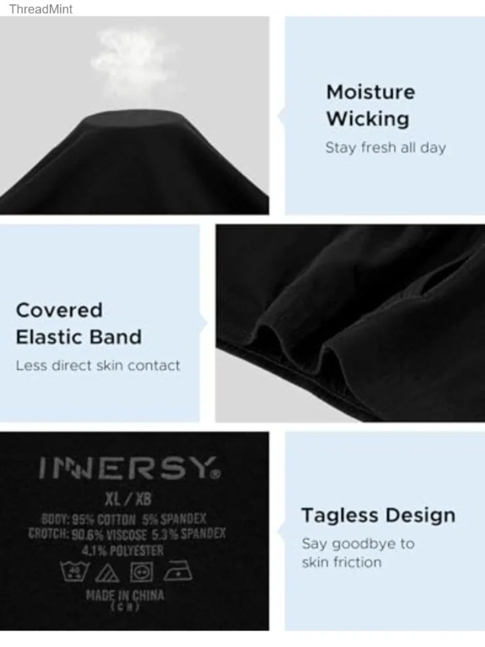 Big & Tall Cotton Boxer Briefs 4-Pack Breathable Anti-Chafe Underwear